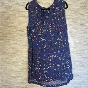 Beachlunchlounge Blue Sleeveless Midi Dress with Floral Print Size XL (575)